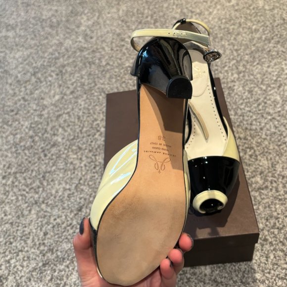 Jeanne Jarvaise Colorblock Peep Toe Strap Block Heels Size EURO 38 - Picture 4 of 8